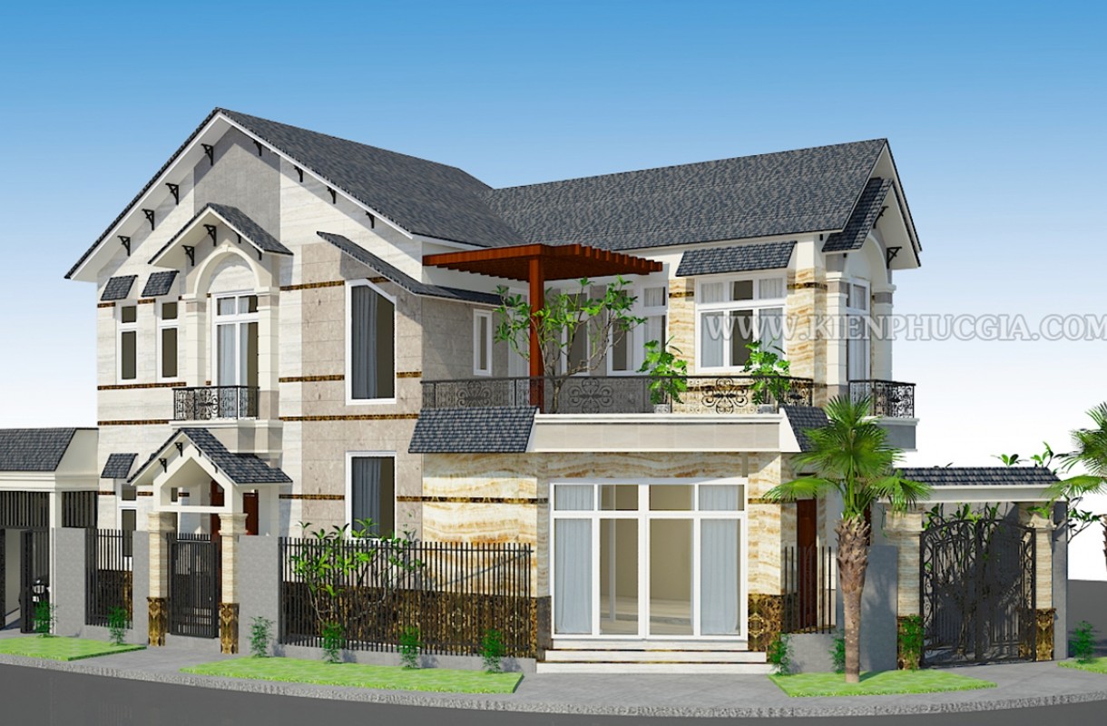 Biệt thự phố 2 tầng mái thái 180m2 có gara xe