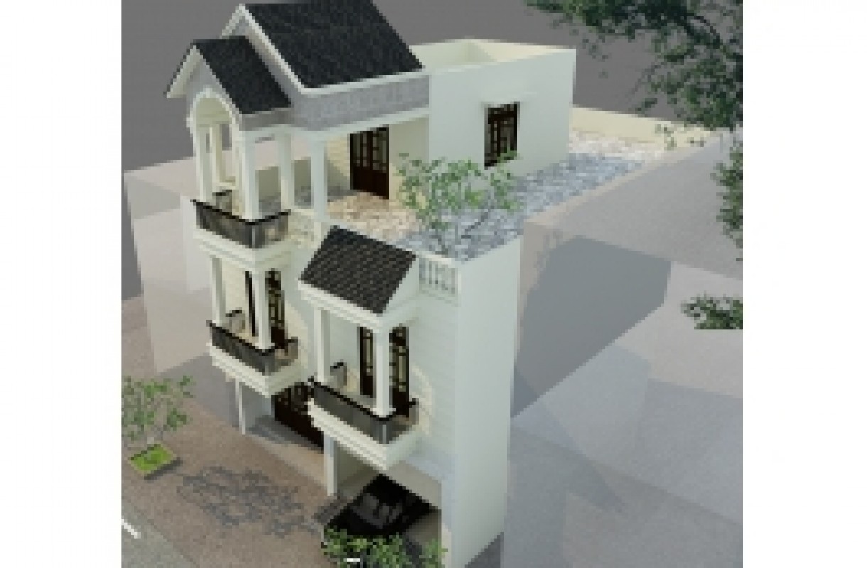Mẫu nhà phố 2 tầng 9x25m2 có  gara xe sân thượng ở Thạnh Hoá Long An
