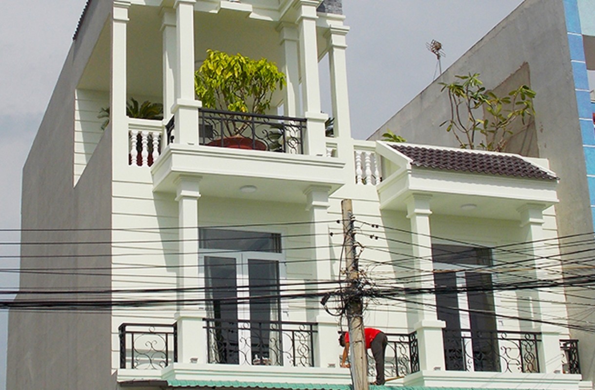 Mẫu nhà phố 2 tầng 9x25m2 có  gara xe sân thượng ở Thạnh Hoá Long An