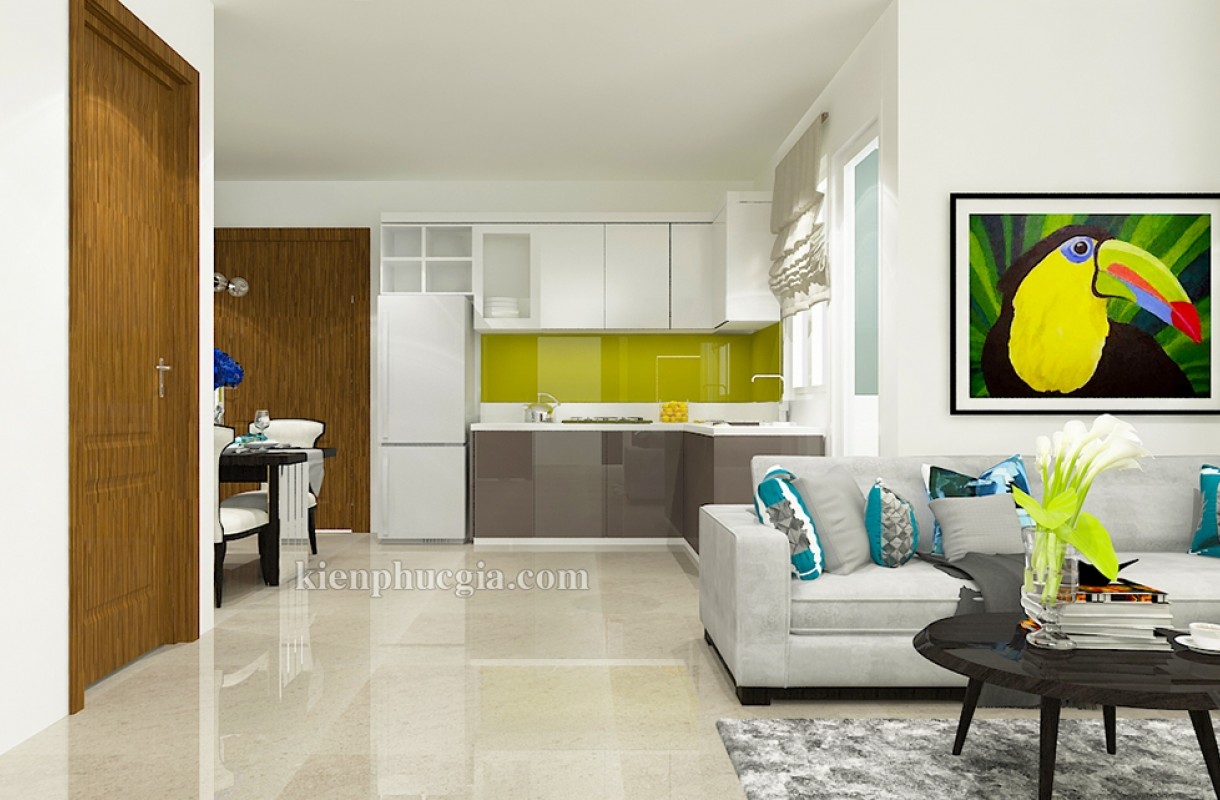 Thiết kế nội thất căn hộ cao cấp 2 phòng ngủ