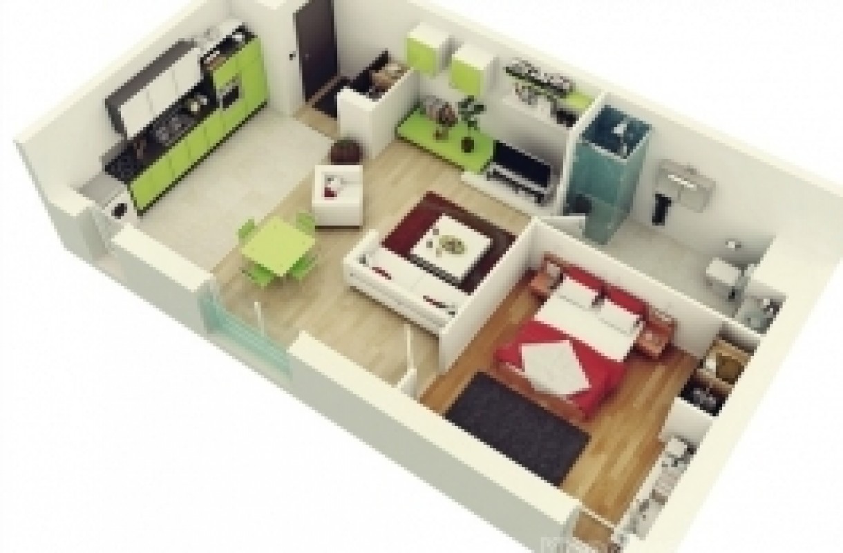 Thiết kế nội thất căn hộ chung cư 1 phòng ngủ
