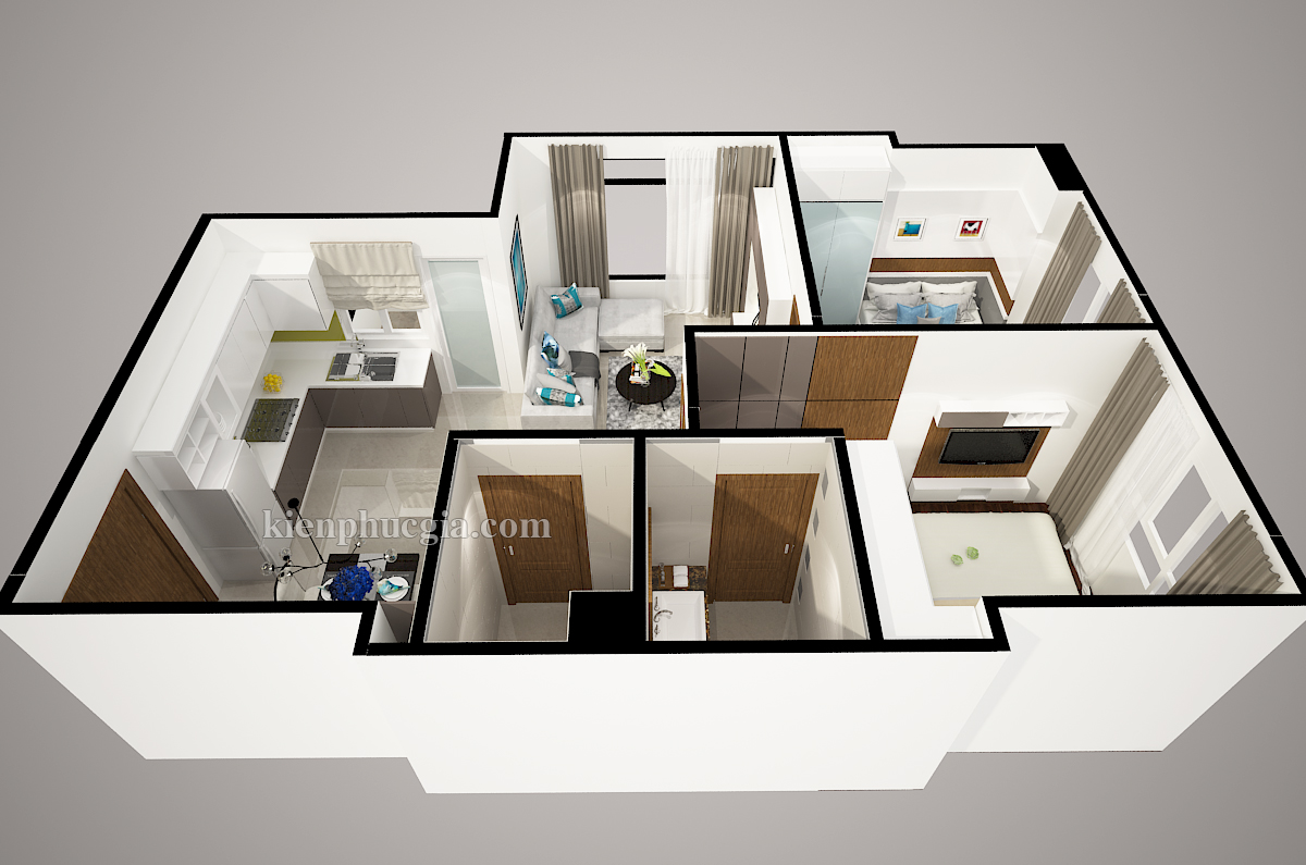 Thiết kế nội thất căn hộ cao cấp 2 phòng ngủ ảnh 5
