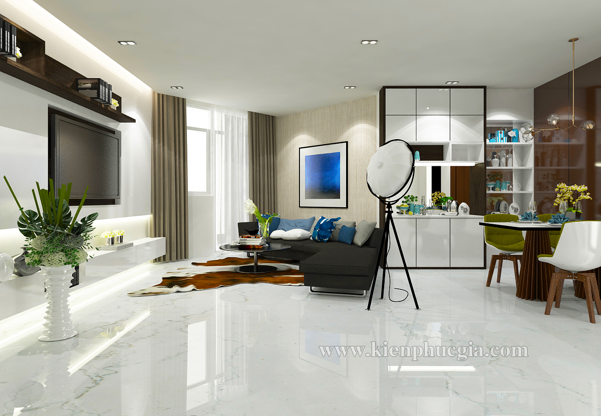 Nét hiện đại của mẫu thiết kế nội thất căn hộ Himlam Chợ Lớn ảnh 1
